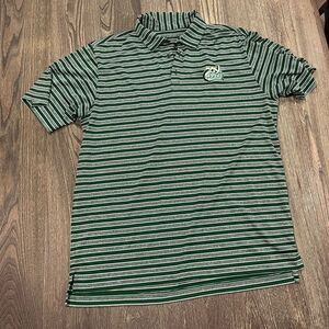 Columbia Mens Golf Polo Shirt Striped 49ERS Chest Logo Short Sleeve Green Size L
